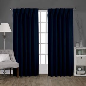 Magic Drapes Double Pinch Pleat Blackout Curtain Thermal Insulated Room Darkening Spill Proof Machine Washable Window Treatment Panels (1 Panels, 52x108, Black)