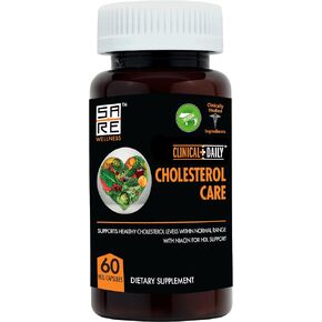 Clinical Daily Cholesterol Care Supplement. Vegan Cholesterol and Triglyceride Supplements. Plant Sterols Supplements Cholesterol Support with Guggul, Garlic, Niacin. 60 Capsules