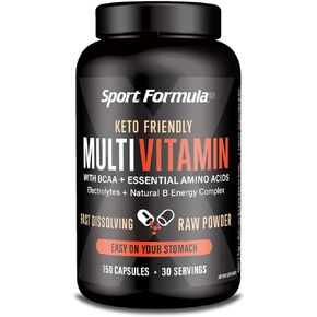 Sport Formula Daily Keto Superfood Multivitamin BCAA Amino Acid Powder Capsules for Men and Women. Won't Upset Your Stomach: Natural Vitamin B Energy Complex: Anti Aging Immune System Support