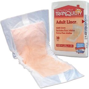 Tranquility Adult Incontinence Liners, 9 x 24 Inch, Moderate Absorbency with Super Absorbent Core, Disposable, 30 ct