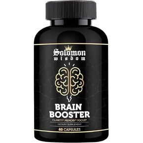 SOLOMON WISDOM Brain Booster – Nootropic Dietary Supplement for Memory Boost – 60 All-Natural Capsules to Enhance Focus & Improve Concentration & Clarity