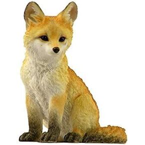 4.5 Inch Sitting Fox Cub Decorative Statue Figurine, Orange and White