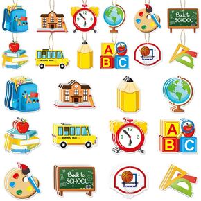 Welcome Back to School Hanging Ornament - 24Pcs First Day of School Hanging Decor - Teacher Appreciation Party Hanging Tree Ornaments Photo Props Tree Decor
