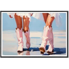 Pink Cowgirl Boots Poster Pink Cowgirl Boot Print Wall Art Room Decor Preppy Dorm Wall Art Western Pink and Blue Trendy Women Aesthetic Wall Art Pink Apartment Room Decor UNFRAMED 16 X 24 in
