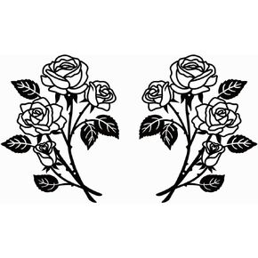 SITAKEGS Metal Rose Wall Decor, 2pcs Flower Wall Art Decoration Rose Horticulture Hanging Ornament, 11.8×9.4inch Black Sculpture Floral Wall Decor for Living Room Bathroom Bedroom Kitchen Garden