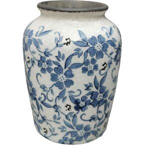 Blue and White vase, Porcelain vases for Flowers, Home Decor Retro Vintage Ceramic vase 8''H