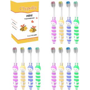 Kids Bee Toothbrush, Soft Bristle Individually Wrapped Toothbrushes, Child Sized Brush Head, for Toddlers Girls and Boys 3-12 Years Pack of 12
