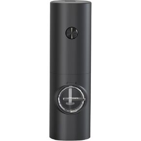 Gravity Electric Pepper Grinder, Battery Powered Grinder, with LED Light for One Hand Operation of Automatic Pepper and Salt Grinder Adjustable Poughness-7in Black