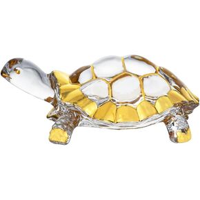Feng Shui Turtle Tortoise Crystal Figurine, XL, Genuine Gold Painted Lux Gift Mother's Day, Home, Office Table Desk Décor