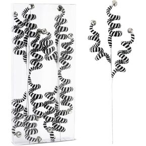 4PC Set Black/White Christmas Tree Picks Christmas Tree Decoration Woolen Bells Curly Pick, Christmas Tree Decorations Halloween Decoration Home Office Paty Ornaments