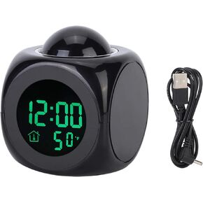 EVTSCAN Multifunctional Digital Projection Alarm Clock LCD Electronic Clock with Temperature Display Voice Time Dual Alarm Snooze Function Backlight,USB or Battery Powered