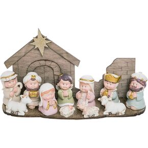 Transpac Cuties Natural 11 x 6 Resin Stone Christmas Nativity Figurines Set of 12
