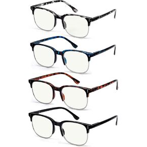 Eyekepper 4-Pack Progressive Multifocus Reading Glasses Blue Light Blocking for Women Men No Line Multifocal Readers，+2.50