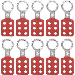Lock Out Tag Out Hasp, Pack of 10 Lockout Hasp 25mm/1.0in 6 Holes Aluminium Red Safety Hasp Lock Insulation Padlock Hasp for Chemical Industry Electric Power Coal Mine