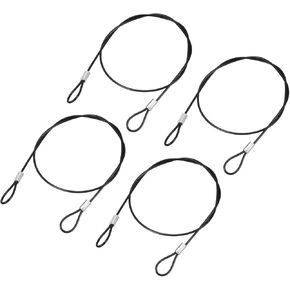 YOKIVE 4 Pcs Safety Cable Locks, Stainless Steel Security Wire Ropes with Double Loop | Great for Homes Doors Fences (Black, 2=Ft, 2mm Dia)