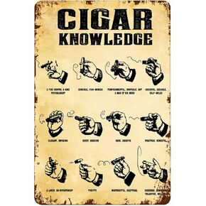 Cigar Knowledge,for Vintage Poster Metal Tin Signs Iron Painting Plaque Wall Decor Bar Cat Club Novelty Funny Bathroom Toilet Paper Retro Parlor Cafe Store 8 x 12 inch White in Saudi Arabia