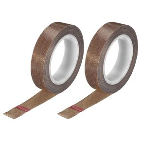 MECCANIXITY 10m/33 Feet,13mm/0.5 Inch PTFE Tape,PTFE Fabric Tape,Adhesive PTFE Film Tape for Vacuum Sealer Machine,Hand Sealers High Temperature,Brown,Pack of 2