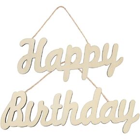 Happy Birthday Wood Sign Cutout Wooden Happy Birthday Letters Sign DIY Block Words Decorative Signs for Wreath Home Door Wall Birthday Party Decoration