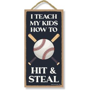 Honey Dew Gifts Home Sign, If We Don't Answer Check the Ball Field 5 inch by 10 inch Hanging Wall Baseball Decor, Decorative Wood Sign, Baseball Gifts, 75822