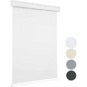 Changshade 100% Blackout Roller Shades Cordless Blinds for Windows, Free-Stop Shades, Thermal Insulated Fabric, UV Protection, Natural Woven Blinds for Home and Office,40" W*72" H,White