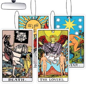 Tarot Card Car Decor Air Freshener, Witchy Car Accessory Hanging Freshie, Apply Your Own Fragrance, Mysterious Car Accessories Diffuser Airfreshner [No Scent - 1pc] (The High Priestess)