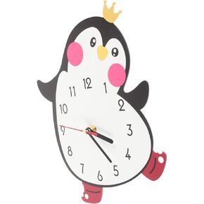 Amosfun Penguin Wall Clock Wall Clock Silent Decorative Wall Clock Hanging Clock Non Ticking Country Wall Clock Nursery Hanging Clock Child Household Decorative Clock Plastic