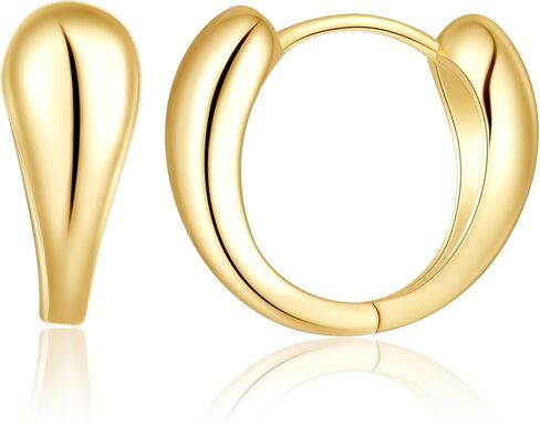 ToHeart 14k Gold Hoop Earrings fot Womens Heart Hoop Earrings gold huggie hoop earrings, Silver, No Gemstone in Kuwait