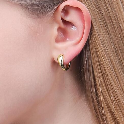 ToHeart 14k Gold Hoop Earrings fot Womens Heart Hoop Earrings gold huggie hoop earrings, Silver, No Gemstone in Kuwait