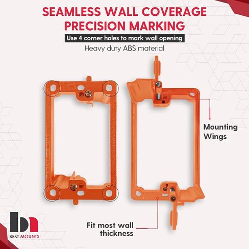 BestMounts - 5 Pack Low Voltage Mounting Brackets 1 Gang for Drywall Outlet Cable Pass Through Wall Plates - Cable Wall Plate Bracket for Old Work, Telephone Wires, Network Cable, HDMI, Speaker Wire in Saudi Arabia