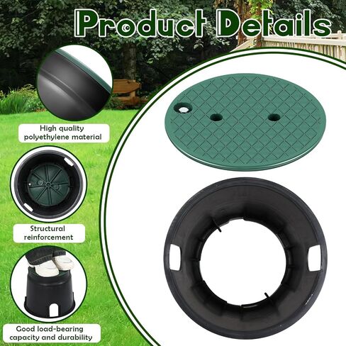 Tandefio 910 Electrical Splice Box 10 Inch Diameter Underground Electrical Junction Box Inground Electrical Box Valve Box and Cover for Outdoor Electrical Wiring Splices, Black in Kuwait