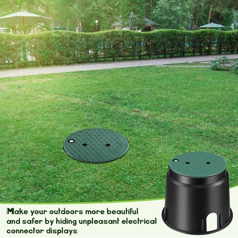 Tandefio 910 Electrical Splice Box 10 Inch Diameter Underground Electrical Junction Box Inground Electrical Box Valve Box and Cover for Outdoor Electrical Wiring Splices, Black in Kuwait