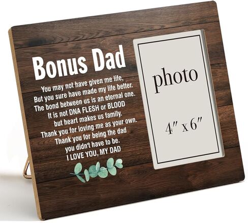 إطار صورة هدية إضافية للأب، هدية إضافية للأب من ابن الابنة، هدايا لزوج الأم، زوج الأم، إطار صورة خشبي إضافي للأب مقاس 8 × 10 بوصات، حامل على الحائط وسطح الطاولة - صورة مقاس 4 × 6 بوصات in Kuwait