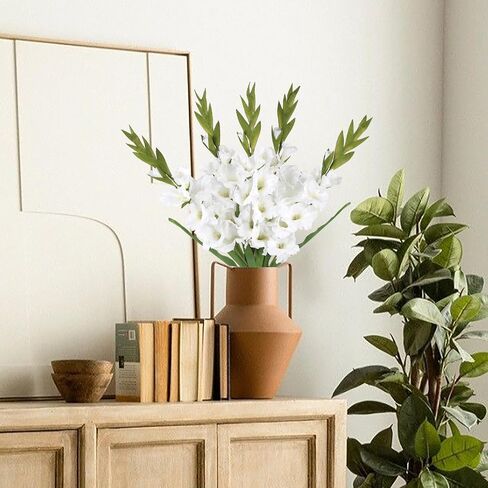 White Gladiolus Artificial Flowers 4PCS 36.61in Long Artificial Flowers Silk Flowers Gladiolus Flowers Fake Gladiolus Flowers for Wedding Home Garden Arrangement Decoration(White) in Saudi Arabia