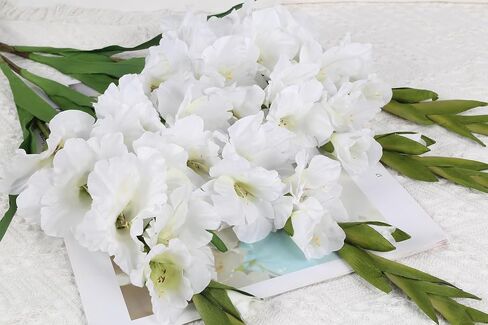 White Gladiolus Artificial Flowers 4PCS 36.61in Long Artificial Flowers Silk Flowers Gladiolus Flowers Fake Gladiolus Flowers for Wedding Home Garden Arrangement Decoration(White) in Saudi Arabia
