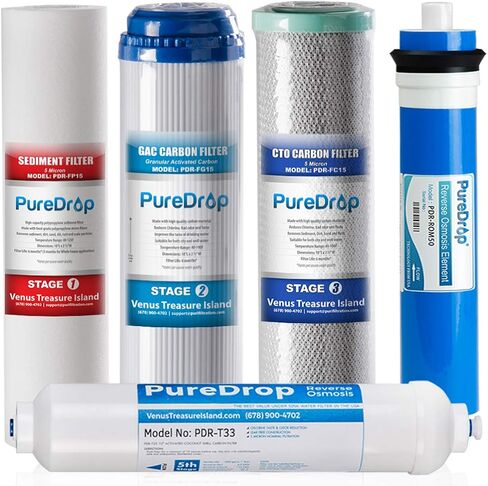 PDR-F5-50 Replacement Water Filter Pack for 50 GPD Reverse Osmosis System, 5 Piece in Saudi Arabia