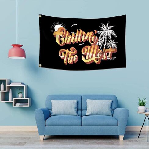 Chillin' The Most Flag 3x5Ft نسيج مضحك لغرفة الحفلات النوم آرت ديكو HD الطباعة جدار العلم in Kuwait