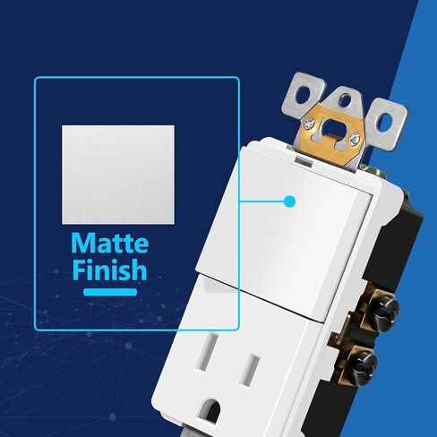 LIDER Matte Finish Lighted Combination Decorator Switch and Tamper-Resistant Receptacle with Screwless Wall Plate, Single Pole, Residential Grade, 15A 120V/125V, UL Listed, LCS1-1PTR-WSWP, White in Saudi Arabia