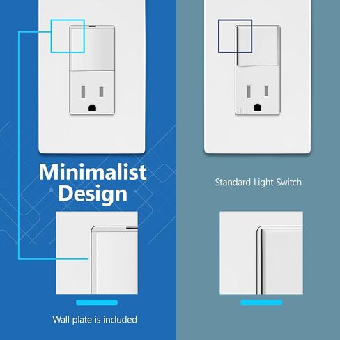 LIDER Matte Finish Lighted Combination Decorator Switch and Tamper-Resistant Receptacle with Screwless Wall Plate, Single Pole, Residential Grade, 15A 120V/125V, UL Listed, LCS1-1PTR-WSWP, White in Saudi Arabia