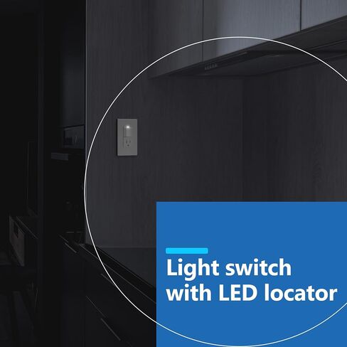 LIDER Matte Finish Lighted Combination Decorator Switch and Tamper-Resistant Receptacle with Screwless Wall Plate, Single Pole, Residential Grade, 15A 120V/125V, UL Listed, LCS1-1PTR-WSWP, White in Saudi Arabia