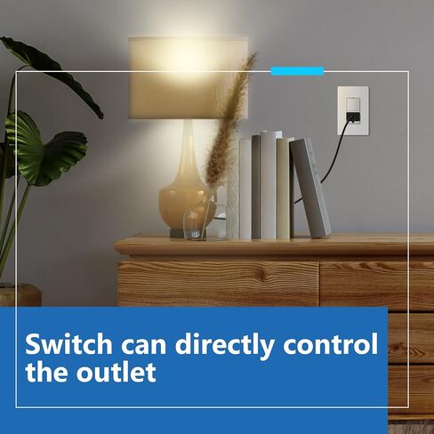 LIDER Matte Finish Lighted Combination Decorator Switch and Tamper-Resistant Receptacle with Screwless Wall Plate, Single Pole, Residential Grade, 15A 120V/125V, UL Listed, LCS1-1PTR-WSWP, White in Saudi Arabia