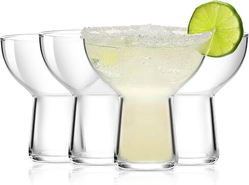Stemless Margarita Glasses Set of 4, 11oz Margarita Glass for Frozen Cocktail, Mixed Drinks, Martini, Wine Glasses Set, Hand-Blown Glass Cups-Clear in Saudi Arabia