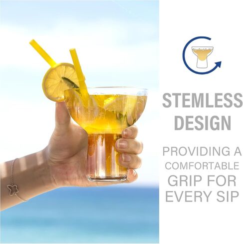 Stemless Margarita Glasses Set of 4, 11oz Margarita Glass for Frozen Cocktail, Mixed Drinks, Martini, Wine Glasses Set, Hand-Blown Glass Cups-Clear in Saudi Arabia