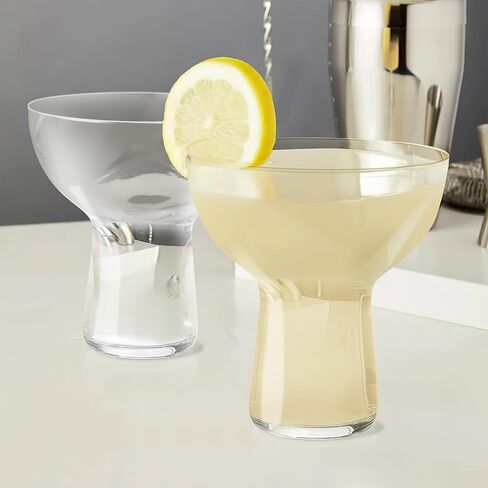 Stemless Margarita Glasses Set of 4, 11oz Margarita Glass for Frozen Cocktail, Mixed Drinks, Martini, Wine Glasses Set, Hand-Blown Glass Cups-Clear in Saudi Arabia