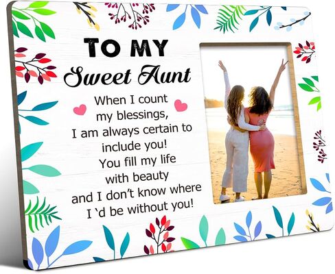 إطار صورة خشبي من Aunt، إلى My Sweet Aunt Quote إطارات صور خشبية هدايا لرف المنزل وغرفة النوم وإطار الطاولة ديكور المكتب، يحمل صورة V717 مقاس 4 × 6 بوصات in Kuwait