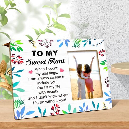 إطار صورة خشبي من Aunt، إلى My Sweet Aunt Quote إطارات صور خشبية هدايا لرف المنزل وغرفة النوم وإطار الطاولة ديكور المكتب، يحمل صورة V717 مقاس 4 × 6 بوصات in Kuwait