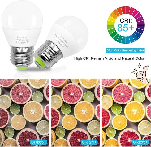 لمبة LED كروية صغيرة 6 وات E26 مكافئة 60 وات G45/A15 E26 قاعدة لولبية قياسية 120 فولت-265 فولت ضوء نهاري أبيض 750LM مقاومة للماء لإضاءة الثلاجة قلادة مرآة الغرور إضاءة منزلية غير قابلة للتعتيم (عبوتان) in Saudi Arabia