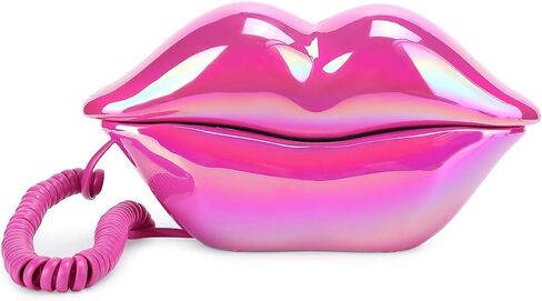 Fashionable Lip Telephone, Rose Red Electroplating Flocking Retro Sexy Home Phone, Mouth Corded Landline Telephone for Decoration Girls Gift in Saudi Arabia