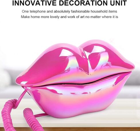 Fashionable Lip Telephone, Rose Red Electroplating Flocking Retro Sexy Home Phone, Mouth Corded Landline Telephone for Decoration Girls Gift in Saudi Arabia