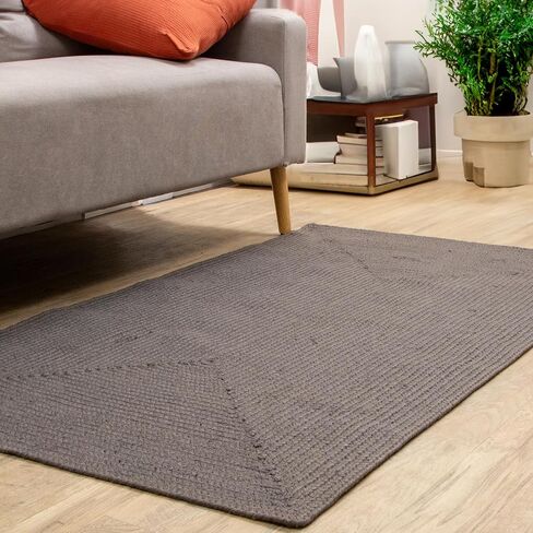 Super Area Rugs Lichfield Handmade Solid Reversible Indoor/Outdoor Braided Rug Charcoal Gray 3' x 5' Rectangle in Saudi Arabia