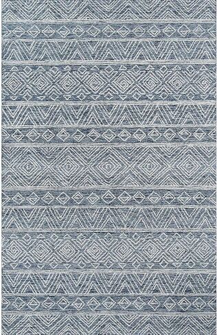 Momeni Mallorca Hand Hooked Wool Denim Area Rug, 3'6" X 5'6" sized Rug for Living Room, Bedroom, Dining Room, and Kitchen in Kuwait
